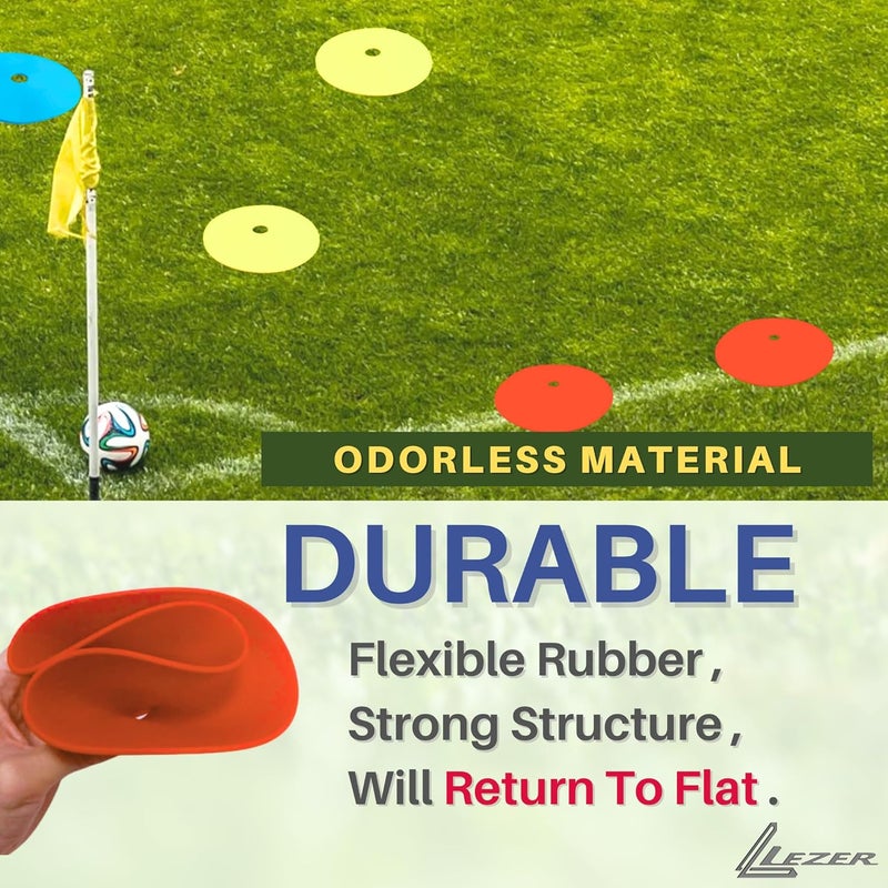 LEZER 6 Inch 8 Inch Flat Cones, Spot Markers, Soccer Cones, Field Court Markers, Sit Spots, Flat Discs, Soccer Training Equipment, Agility Practice, Football, Made in Taiwan - Image 4